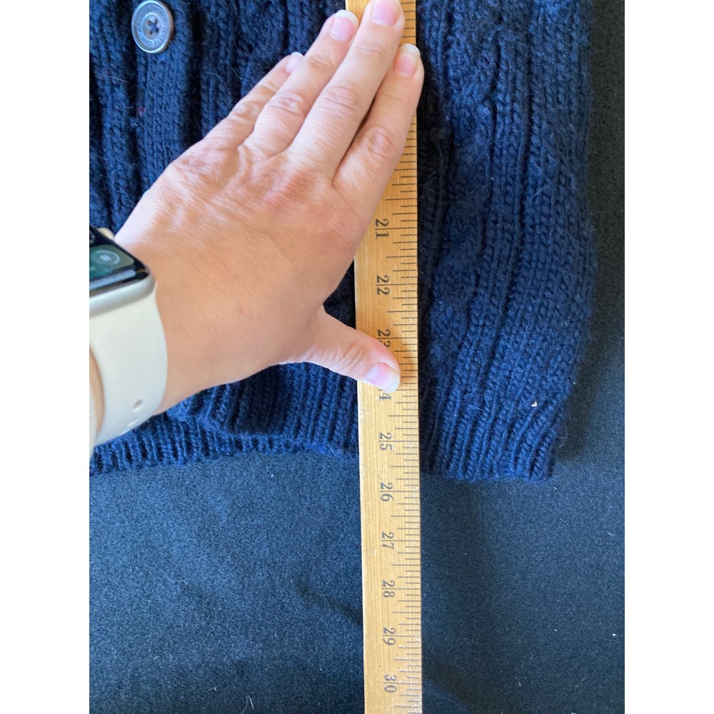 Abercrombie & Fitch Cable Knit Cardigan Sweater Womens Small Navy Blue Moose - Picture 6 of 12